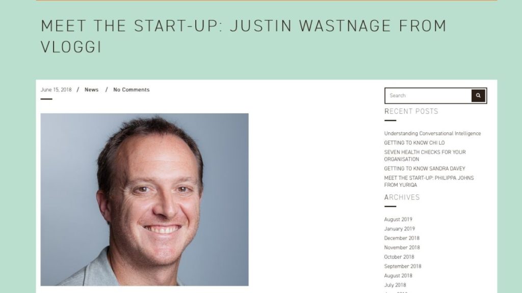 Meet the startup - Justin wastnage from Vloggi BHive