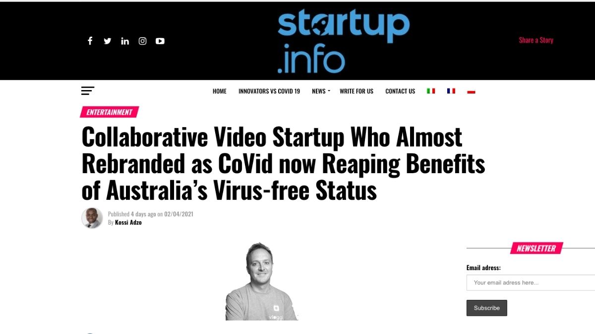 StartUp Info details Vloggi's COVID rebrand
