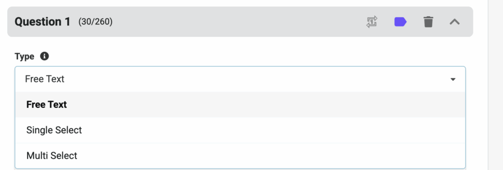 Type of question picker