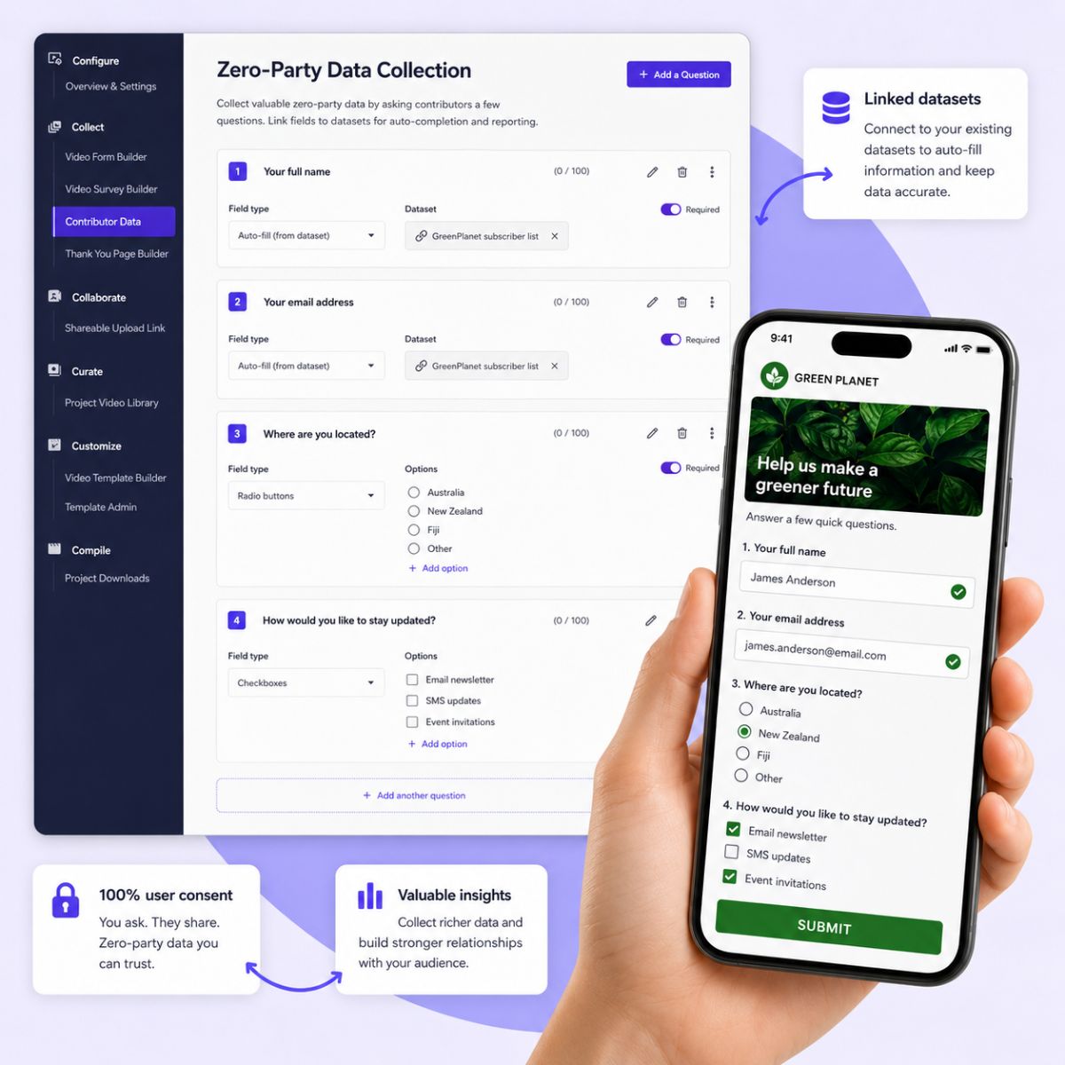 Collect zero party data with Vloggi's video forms