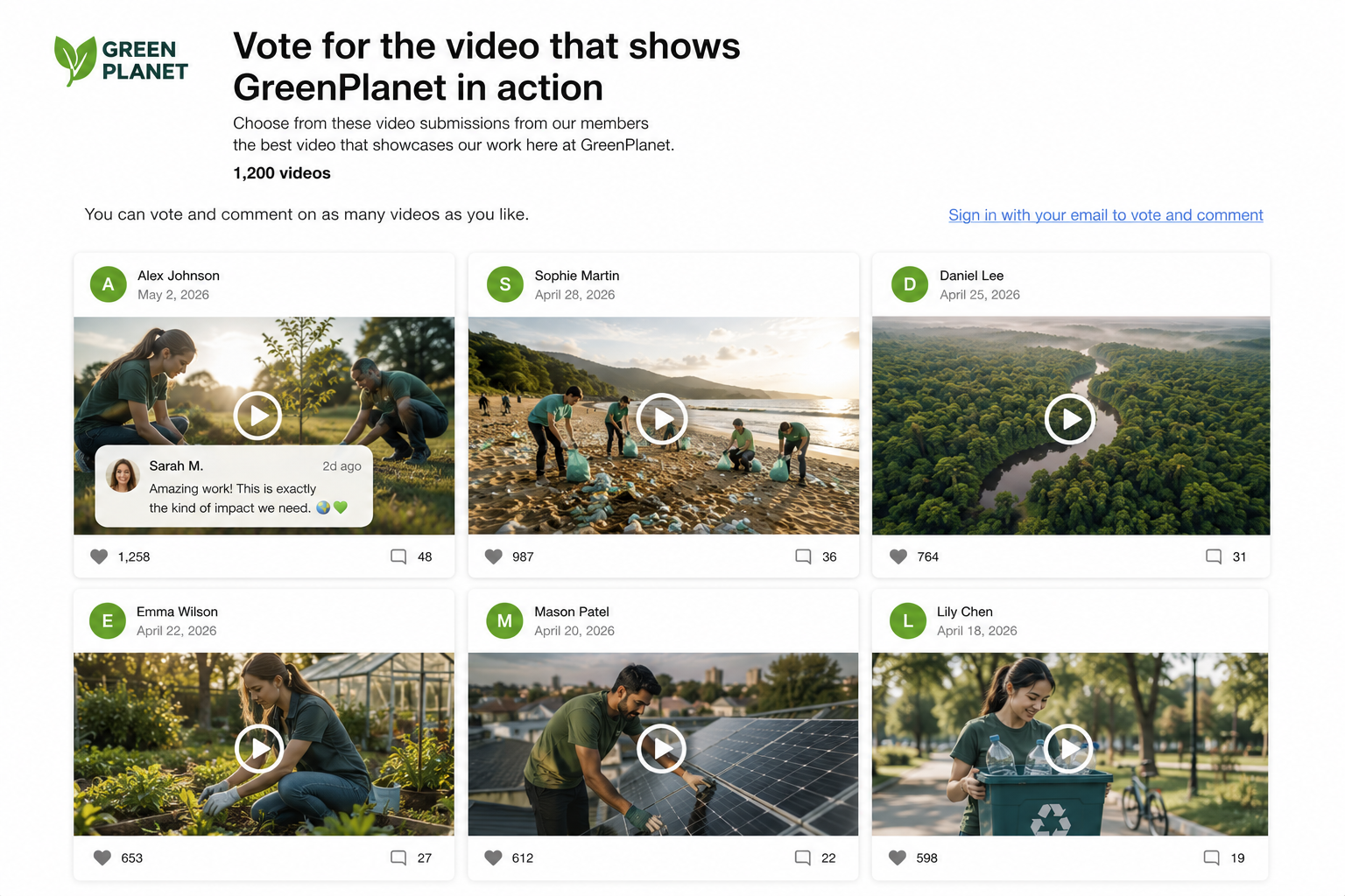 Vloggi video contests allow comments and public voting