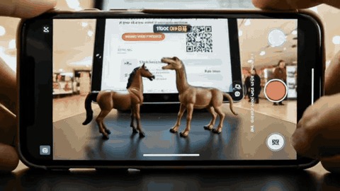 Schleich toy storytelling video being recorded on a phone