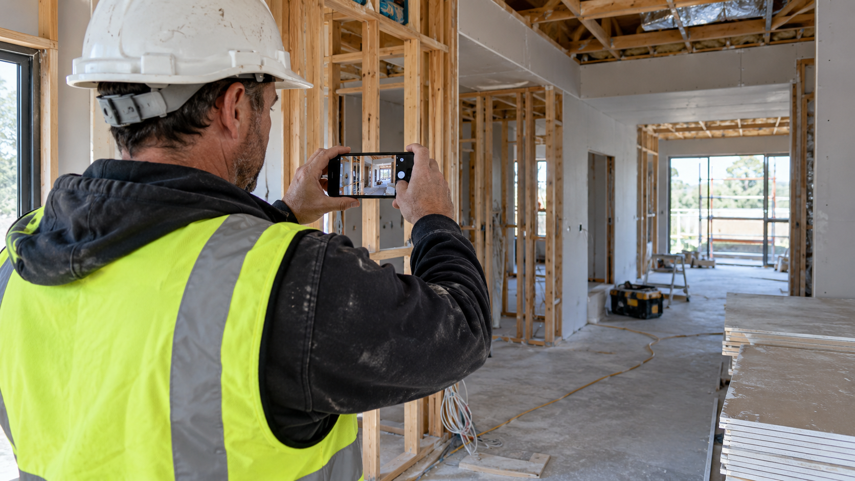Illustrative supervisor recording worksite progress