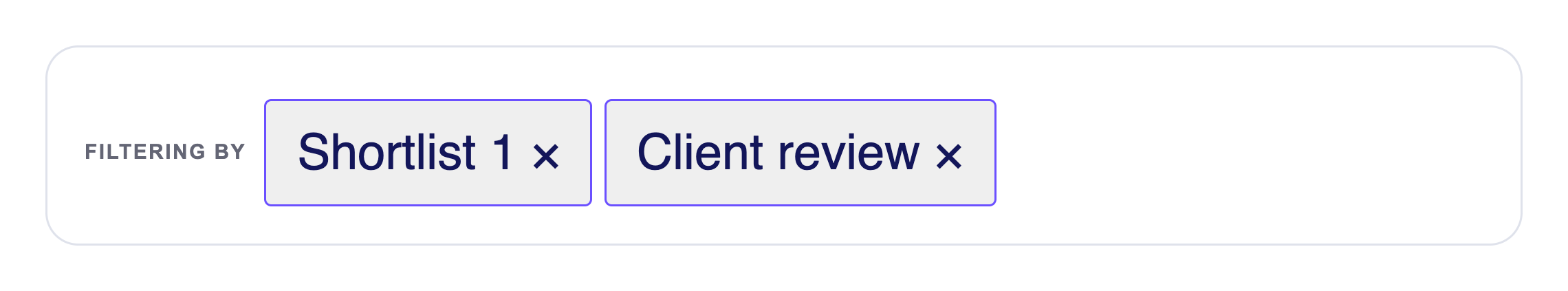 Shortlist 1 and Client review selected as library filters.